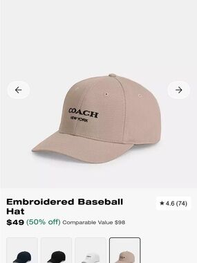 Coach Embroidered Baseball Cap -khaki with Black Logo